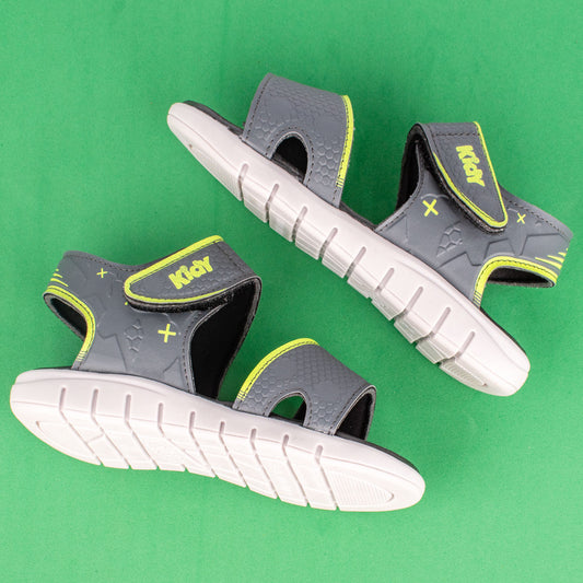 Sandália Menino Infantil Kidy Toys Grafite e Verde Neon