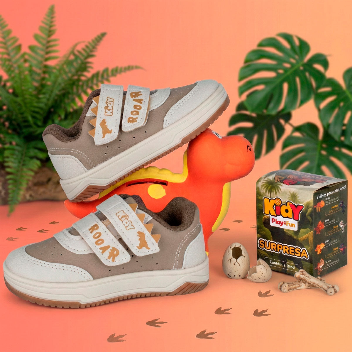 Tênis infantil Menino Kidy Happy Natural Taupe Conforto e Segurança