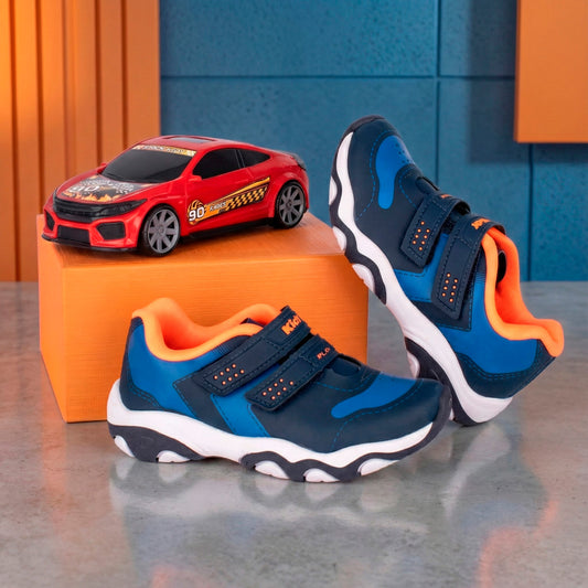 Tênis Infantil Menino Kidy Play Respitec Azul e Laranja