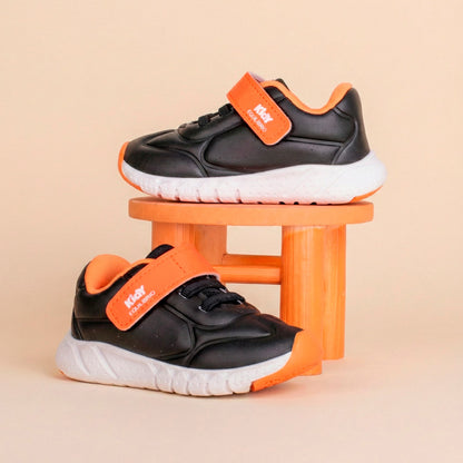 Tênis Menino Kidy Equilíbrio Preto e Laranja