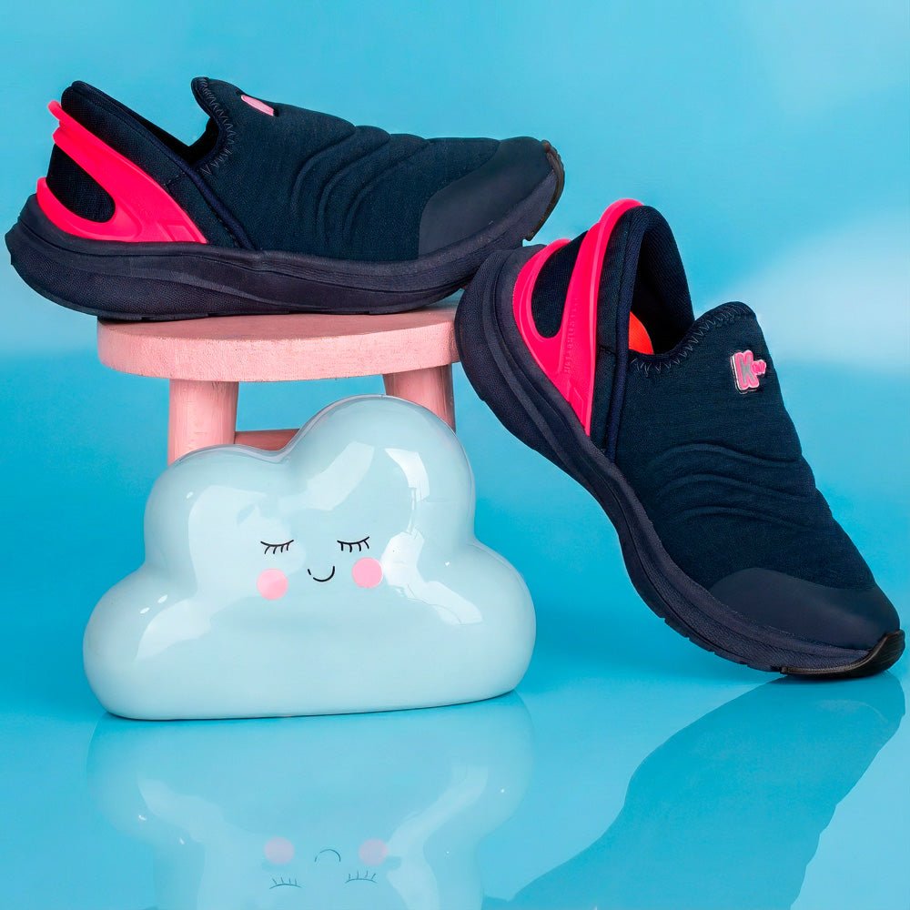 Tênis Infantil Feminino Kidy K360 Energy 2 Marinho e Pink Neon