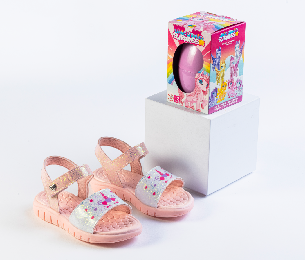 SANDÁLIA KIDY TOYS ROSA/BRANCO Kidy