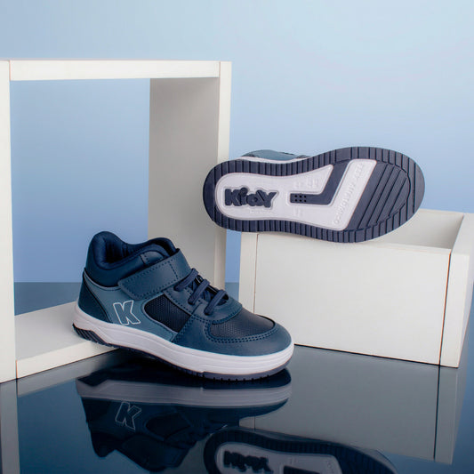 Tênis Infantil Menino Kidy Happy Tira Aderente Marinho com Azul Stone 22 ao 27