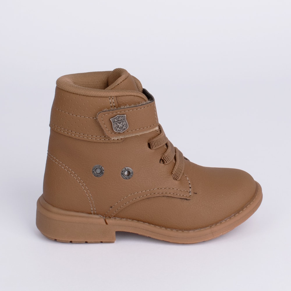 Bota Coturno Kidy Max Cano Curto Bege Caramelo