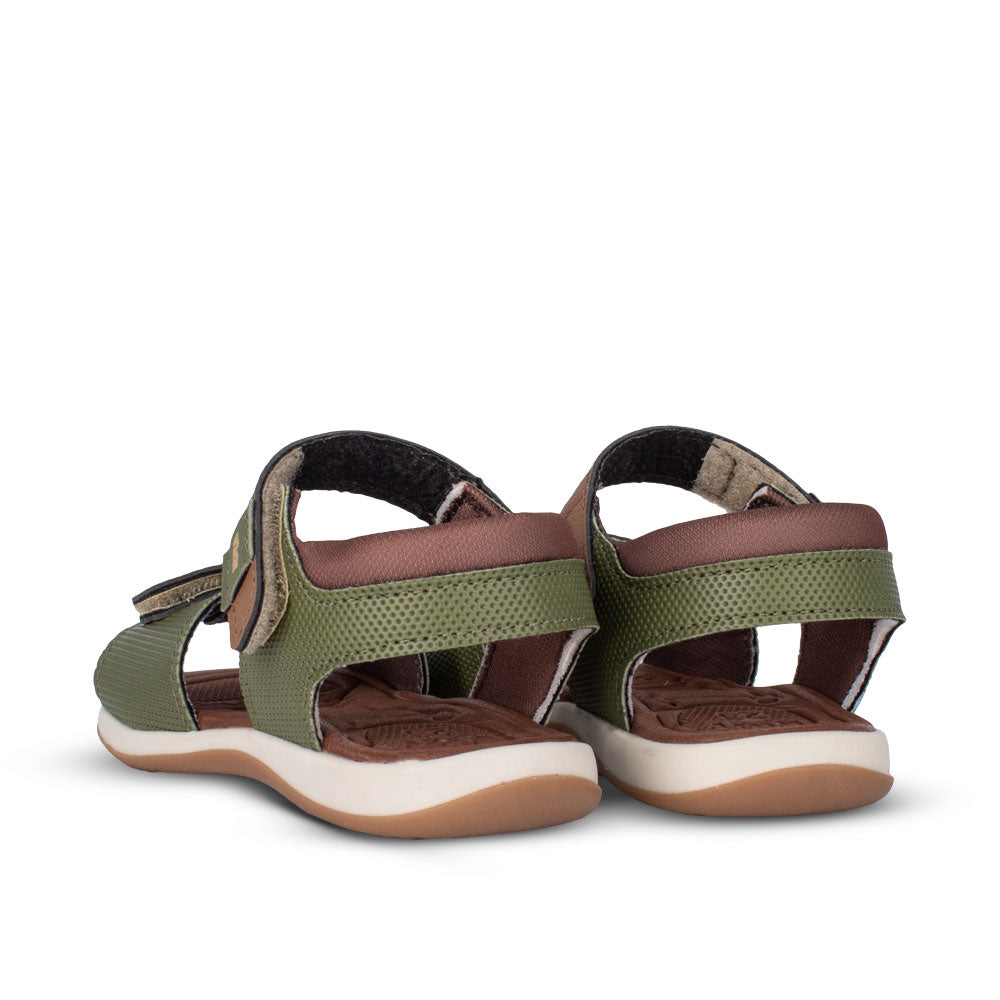 Sandália Infantil Menino Kidy Baby Verde Militar e Caramelo Primeiros Passos