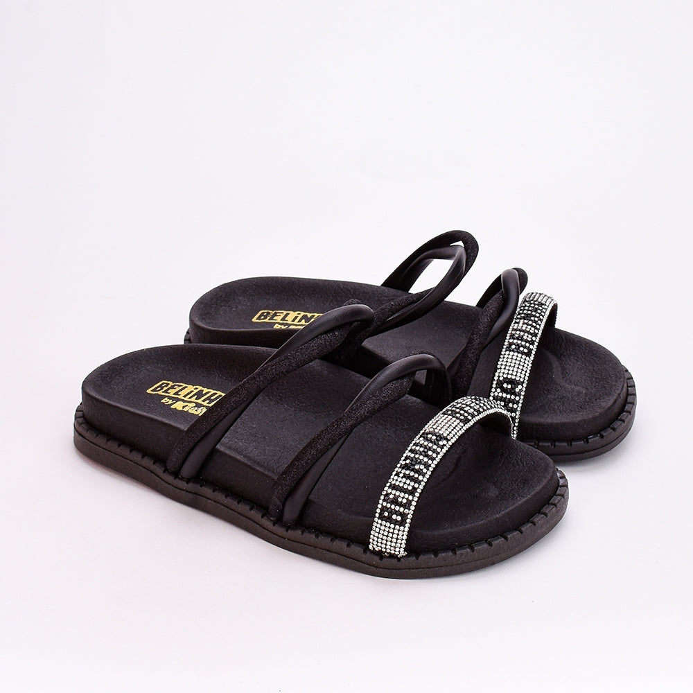 Sandália Menina Papete Birken Infantil Fashion Belinha Preto