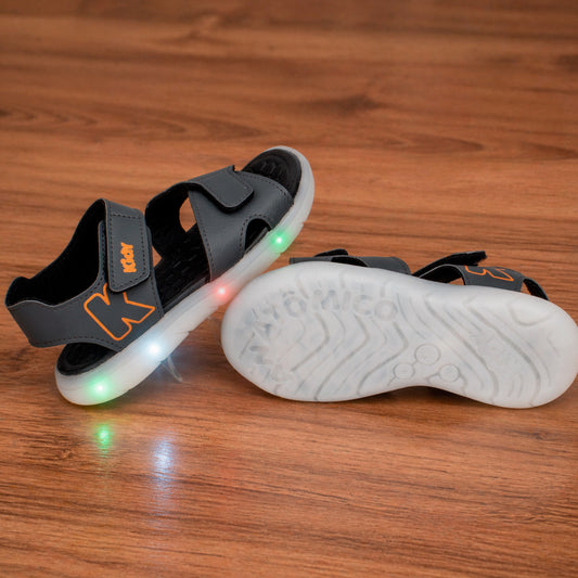 Sandália Infantil Menino Kidy Flex Light Grafite Pisca Pisca Com Velcro