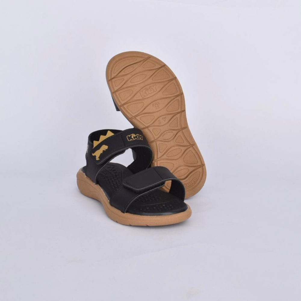 Sandália Infantil Menino Kidy Fly Preto Crepe com Dino Surpresa