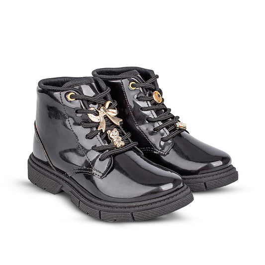 Bota Infantil Menina Kidy Fashion Baby Verniz Preta Estilosa
