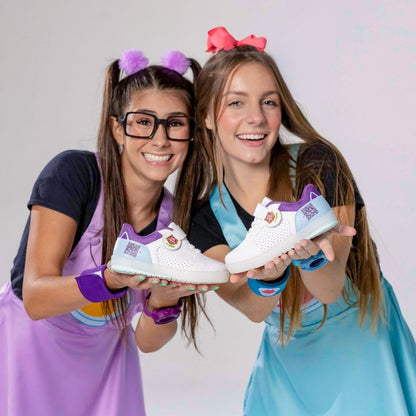 Tênis Infantil Menina Kidy Hype Galáctico Branco e Roxo