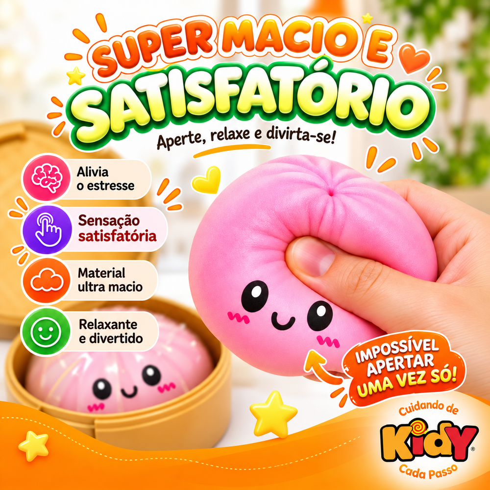 Dumpling Squishy Brinquedo Sensorial De Apertar Antiestresse Para Aliviar Ansiedade Paozinho Chines