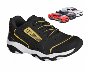 Tênis Infantil Menina Kidy Play Respitec Preto/Amarelo Respirável e Confortável