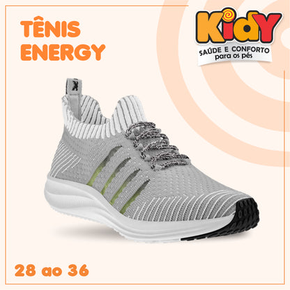 TENIS INFANTIL UNISSEX KIDY ENERGY RESPITEC CINZA/PRETO
