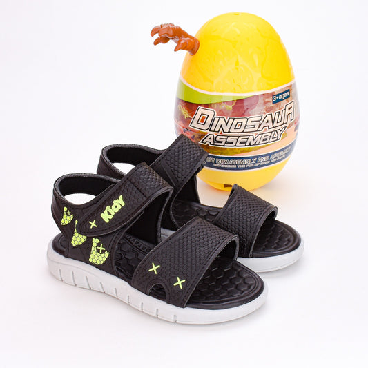 Sandália Menino Infantil Kidy Toys Preto Gelo e Amarelo