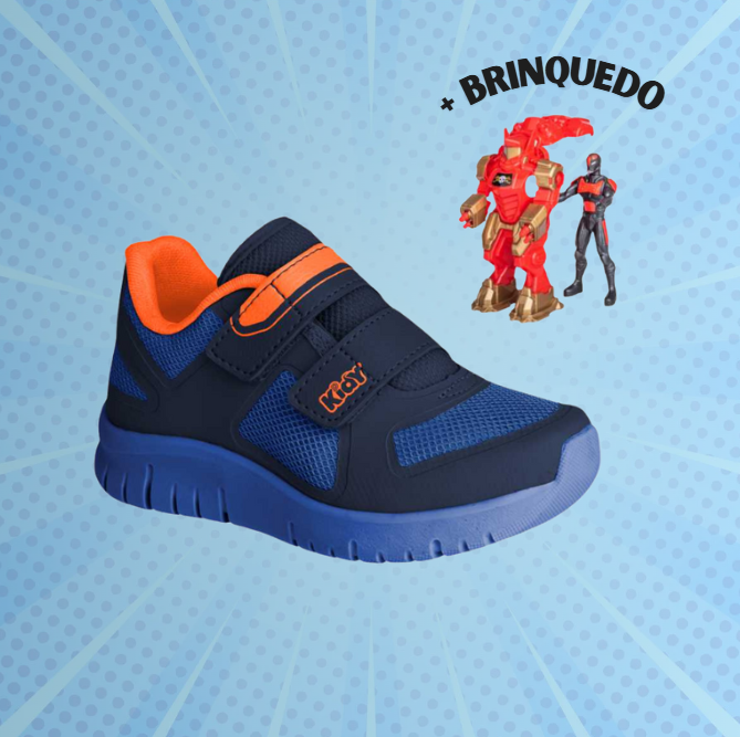 Tênis Menino Infantil Kidy Ultra Flex Azul Marinho e Laranja Neon