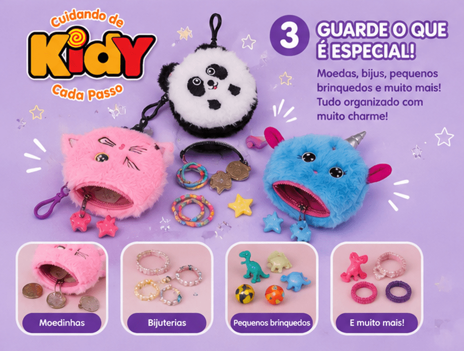 Acessório PORTA OBJETOS PANDA/UNICORNIO/GATO - Kidy Calçados - 