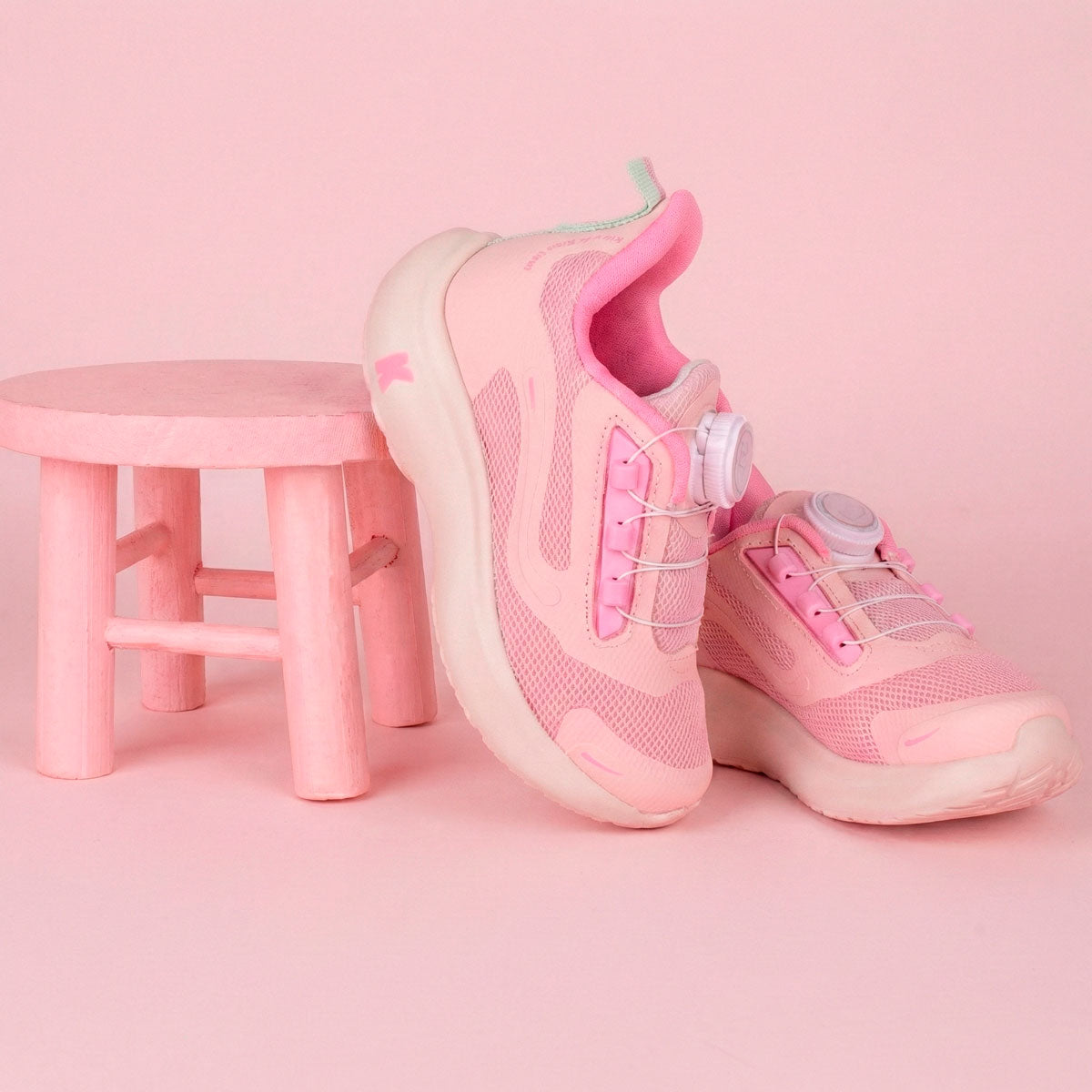 Tênis Infantil Menina Kidy Nuvem Disc Nude e Acqua Leve e Confortável