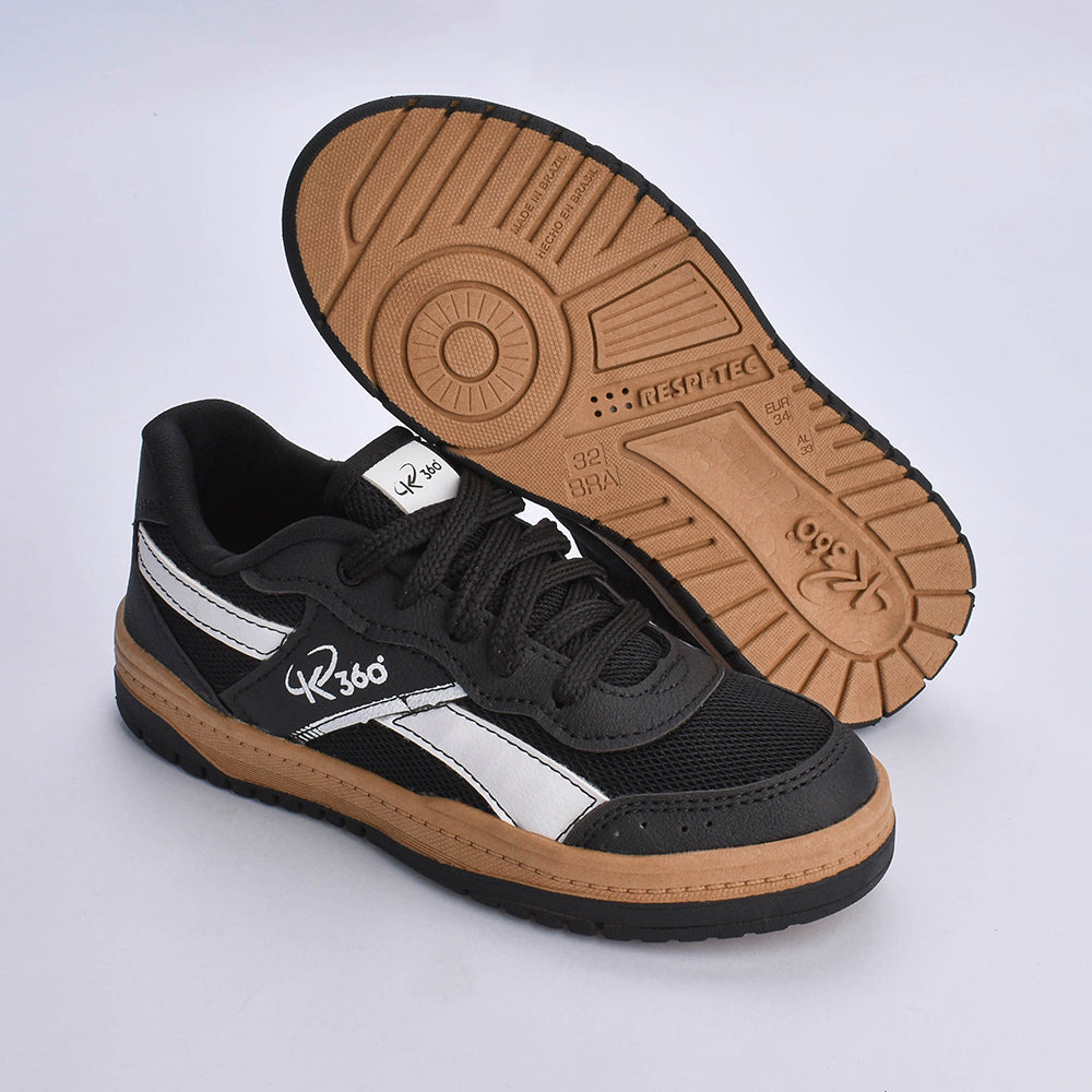 Tênis Menino K360 Estilo Respitec Preto e Branco