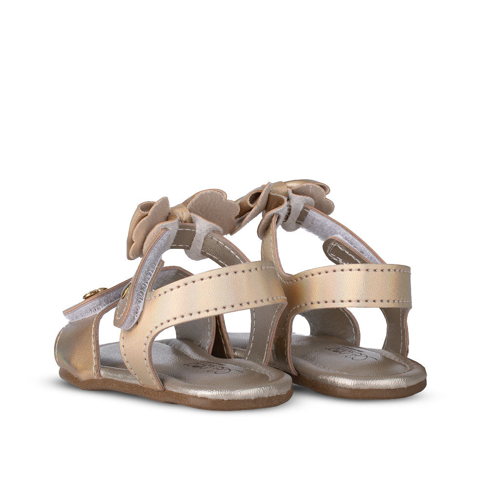 Sandália Infantil Meu Primeiro Kidy Ouro com Laço Primeiros Passos