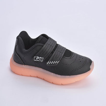 Tênis Infantil Menino Kidy Flex Light Preto/Laranja Neon Leve e Confortável