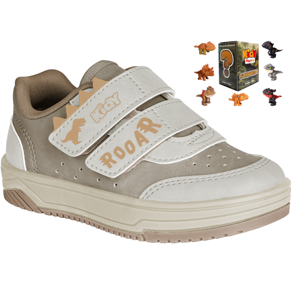 Tênis infantil Menino Kidy Happy Natural Taupe Conforto e Segurança