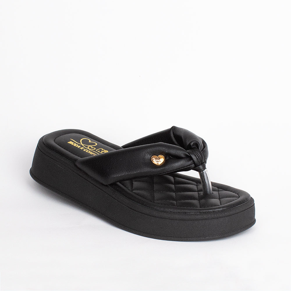 Chinelo Flatform Infantil Menina Kidy Nuvem Preto