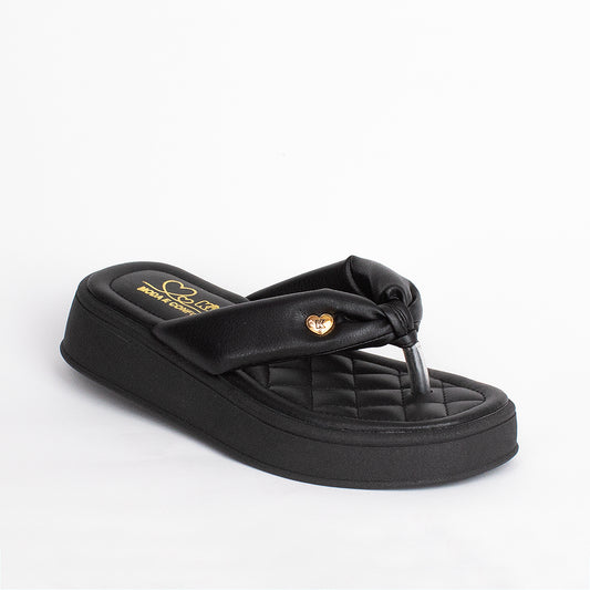Chinelo Flatform Infantil Menina Kidy Nuvem Preto