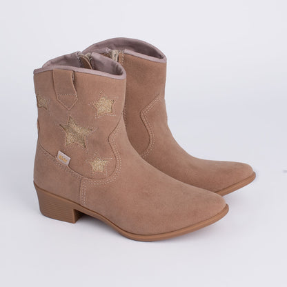 Bota Infantil Kidy Estrelas Dourado Bege