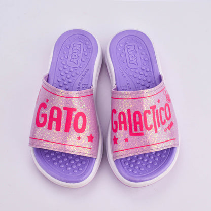SANDÁLIA Chinelo Infantil Menina Gato Galáctico KIDY FLY GG LILAS/PINK Kidy