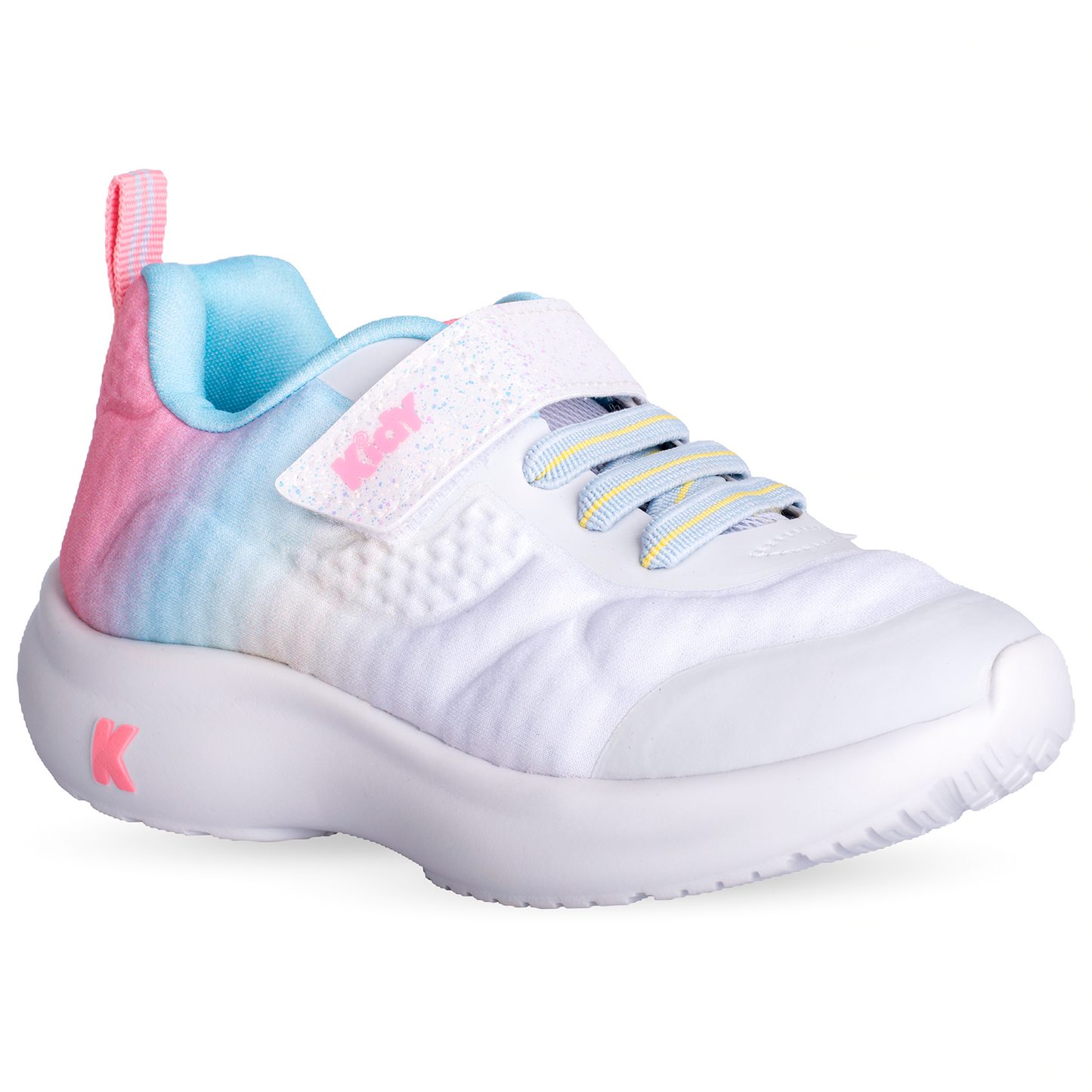 Tênis Infantil Menina Kidy Nuvem Rosa Amarelo e Azul Conforto