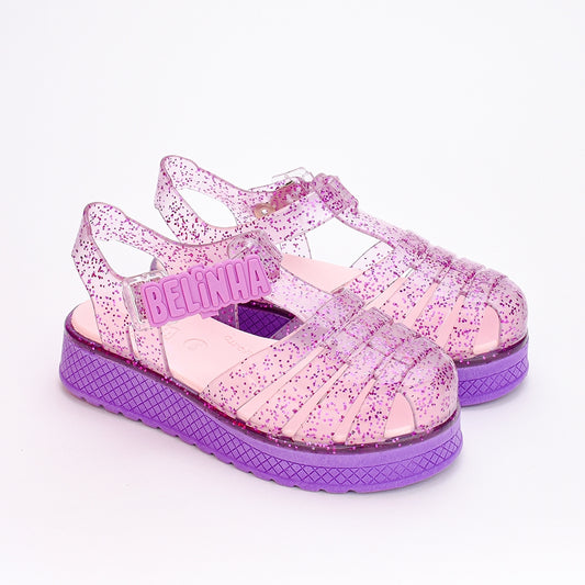 Sandália Infantil Menina Kidy Belinha Gloss Lilás Glitter Conforto e Brilho