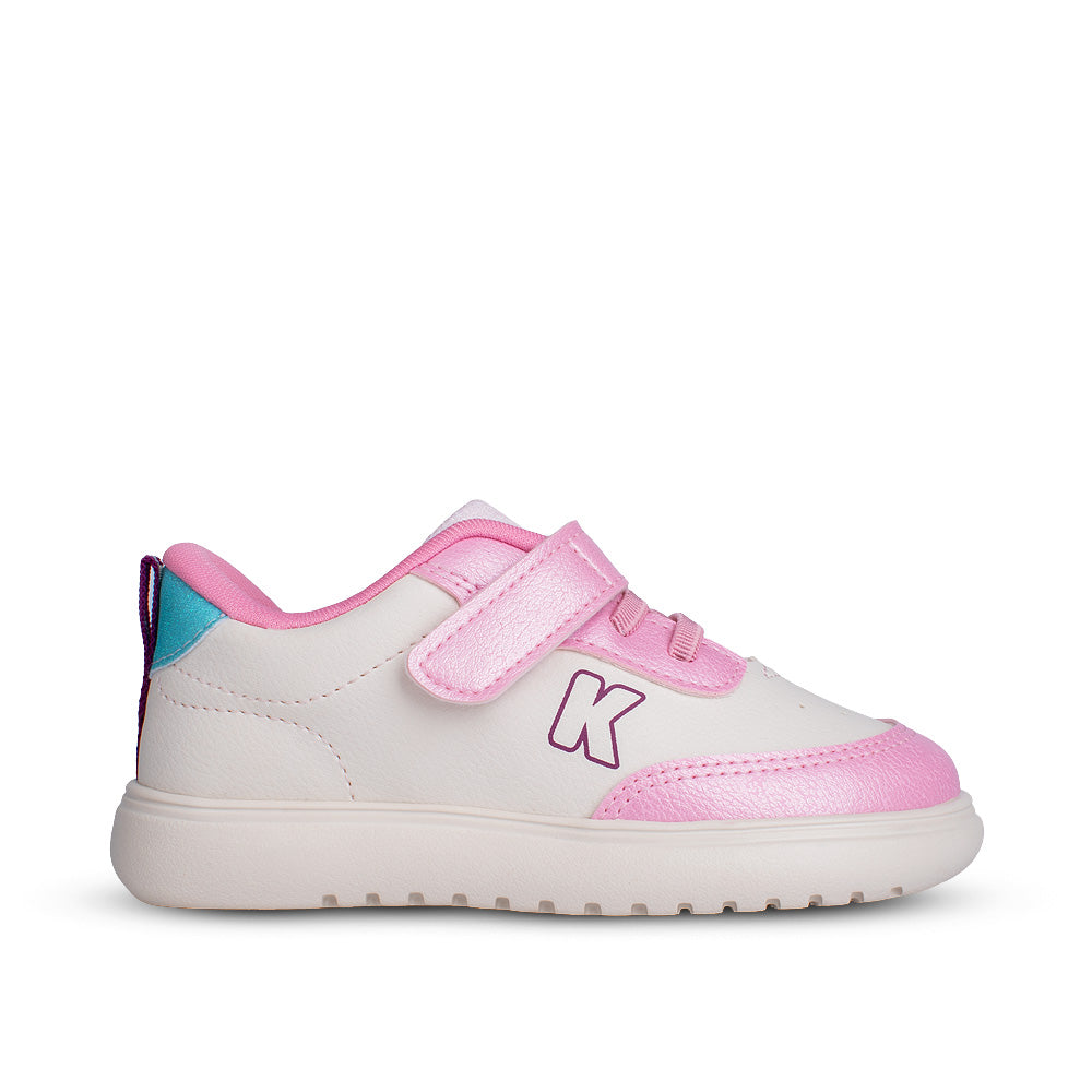 Tênis Infantil Kidy Soft Off White e Rosa Casual Leve Macio