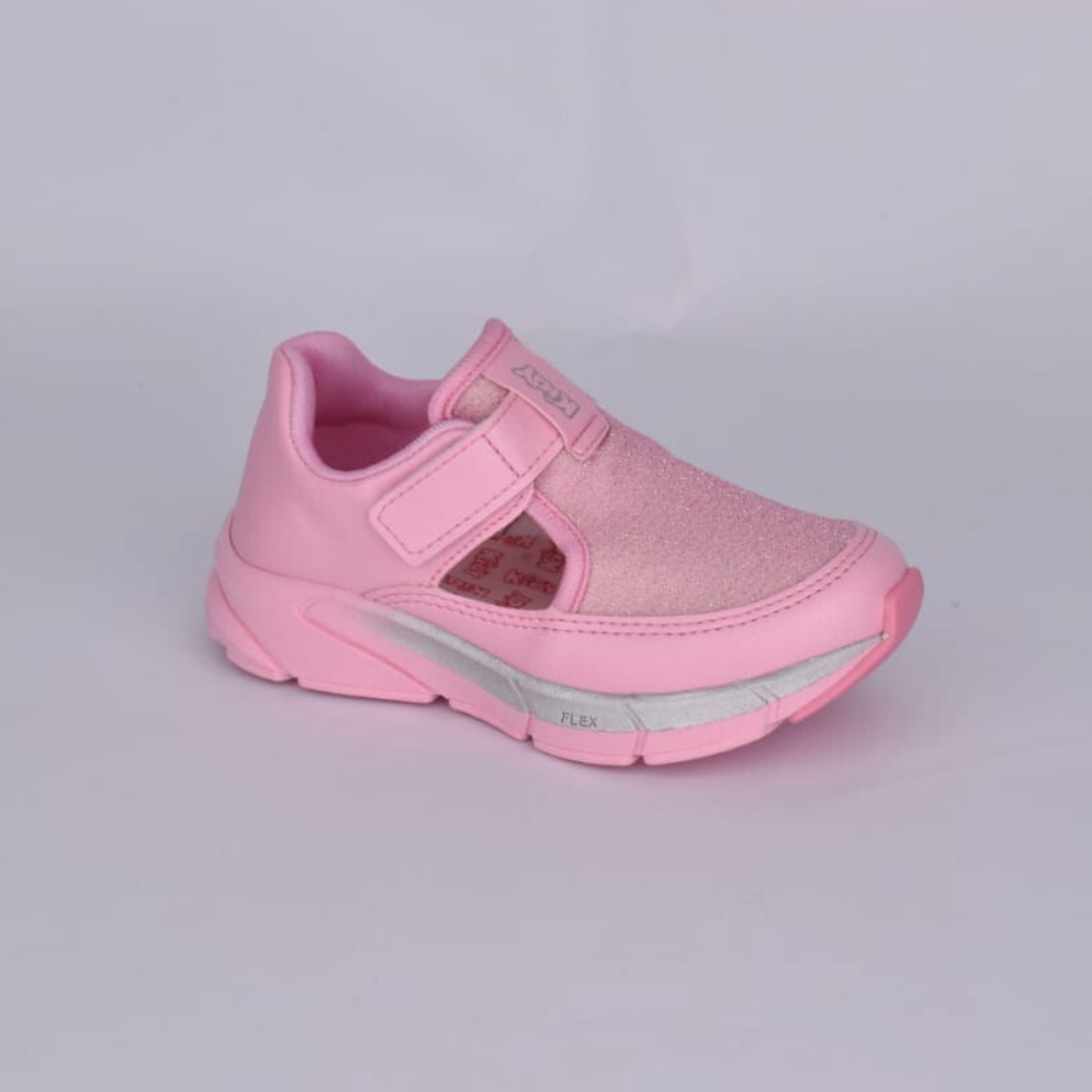 Tênis Menina Infantil Kidy Energy Baby Respitec Rosa e Prata
