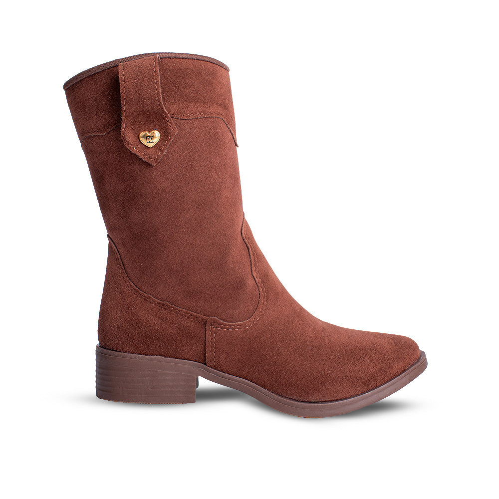 Bota Infantil Menina Kidy Montaria Marrom Cano Médio
