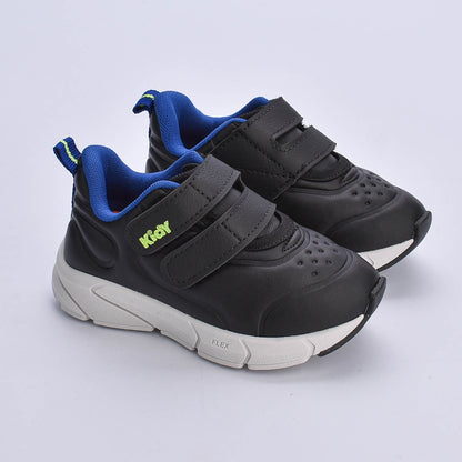 Tênis Infantil Menino Kidy Energy Baby Respitec Preto Azul e Amarelo Neon