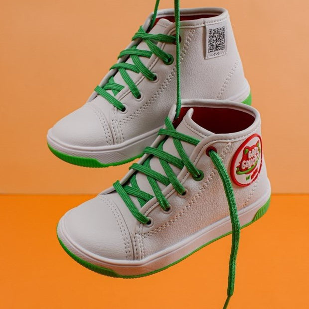 Tênis Infantil Kidy Astral Gato Galáctico Branco Verde