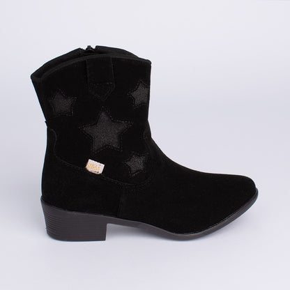 Bota Menina Infantil Kidy Folk Boho Estrelas Preto