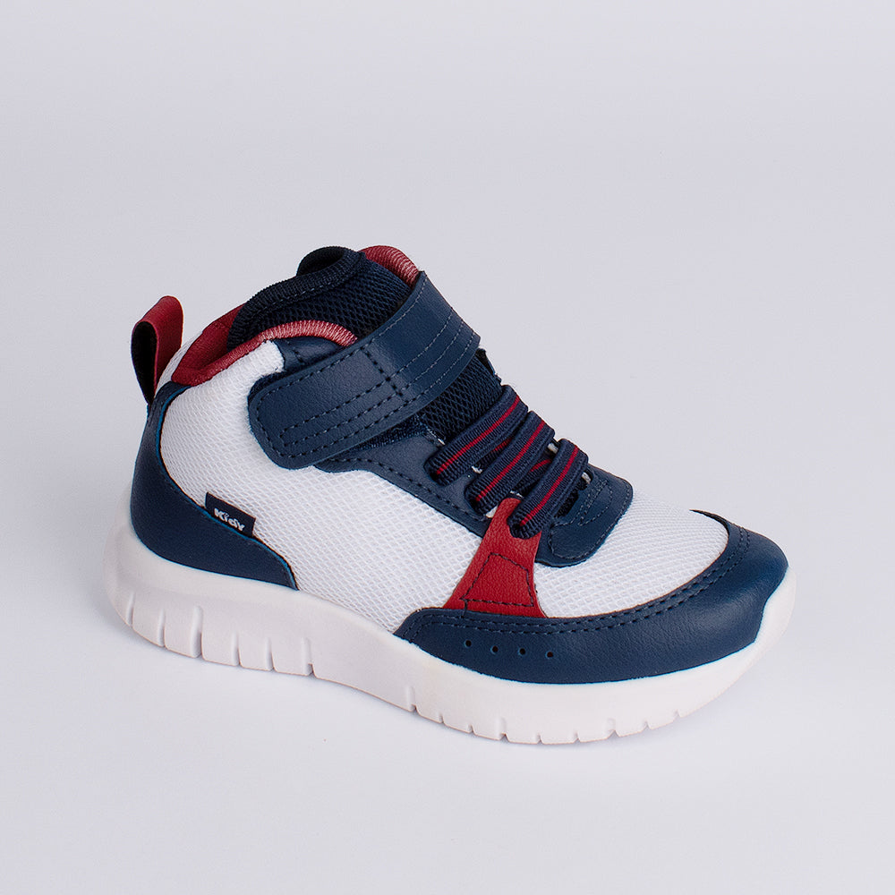 TÊNIS MENINO INFANTIL KIDY ULTRA FLEX CANO MÉDIO BRANCO MARINHO