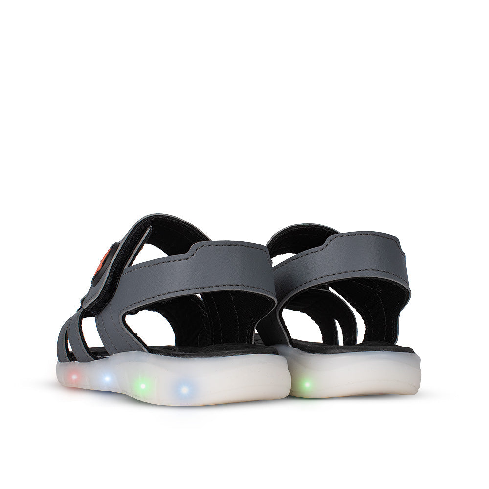 Sandália Infantil Menino Kidy Wave Light com LED Grafite Preto Pisca Pisca
