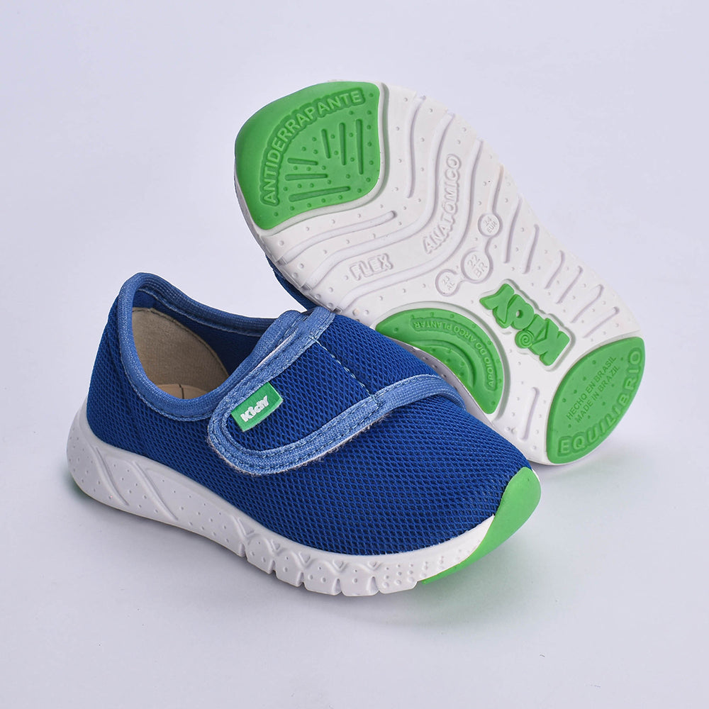 TENIS INFANTIL MENINO KIDY EQUILIBRIO AZUL ROYAL/VERDE