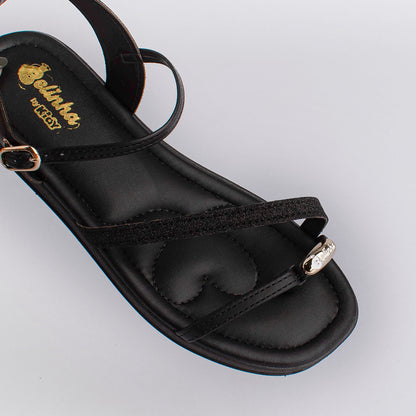 Rasteira Menina Kidy Flat Preto