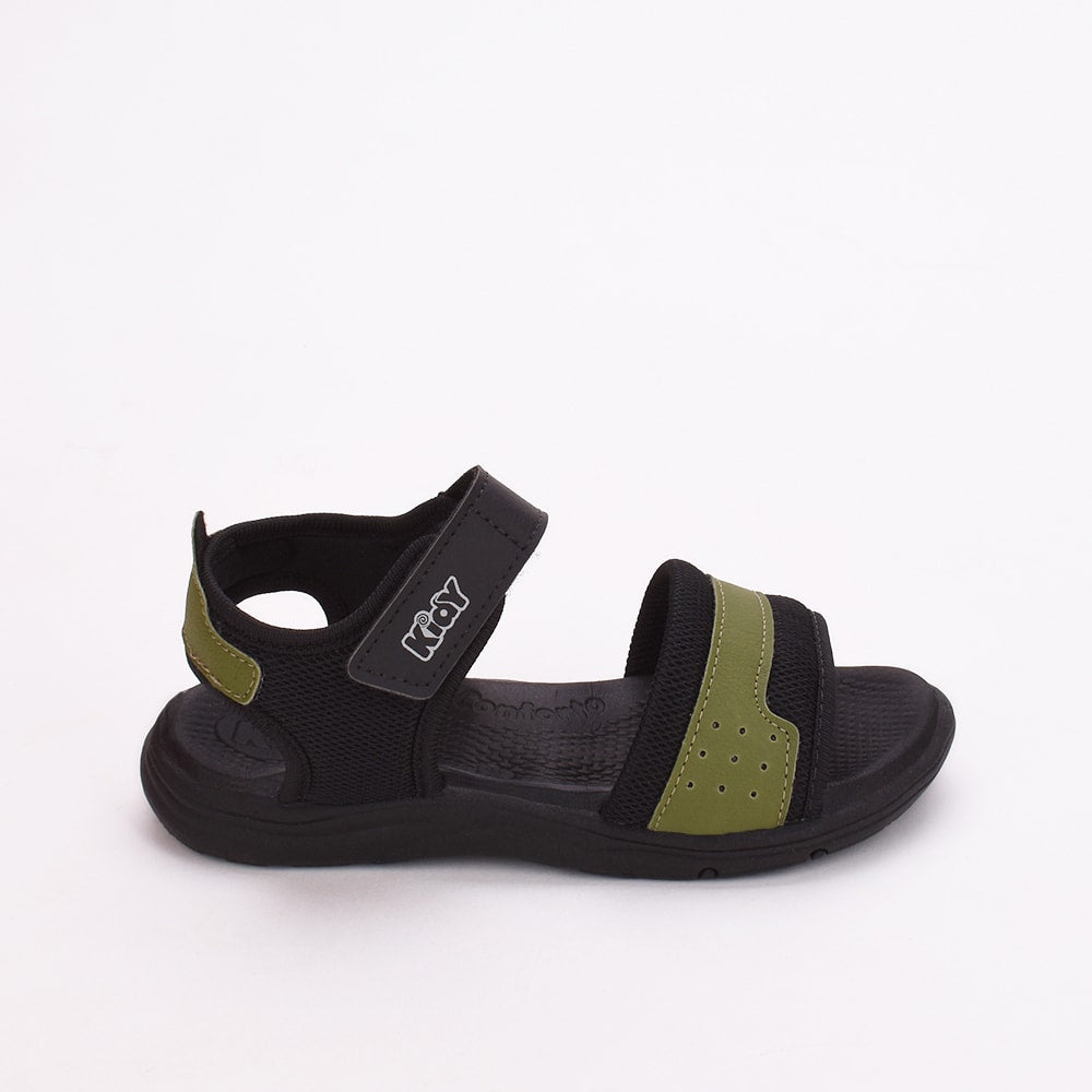 SANDÁLIA KIDY COMFORT PRETO/VERDE MILITAR Kidy