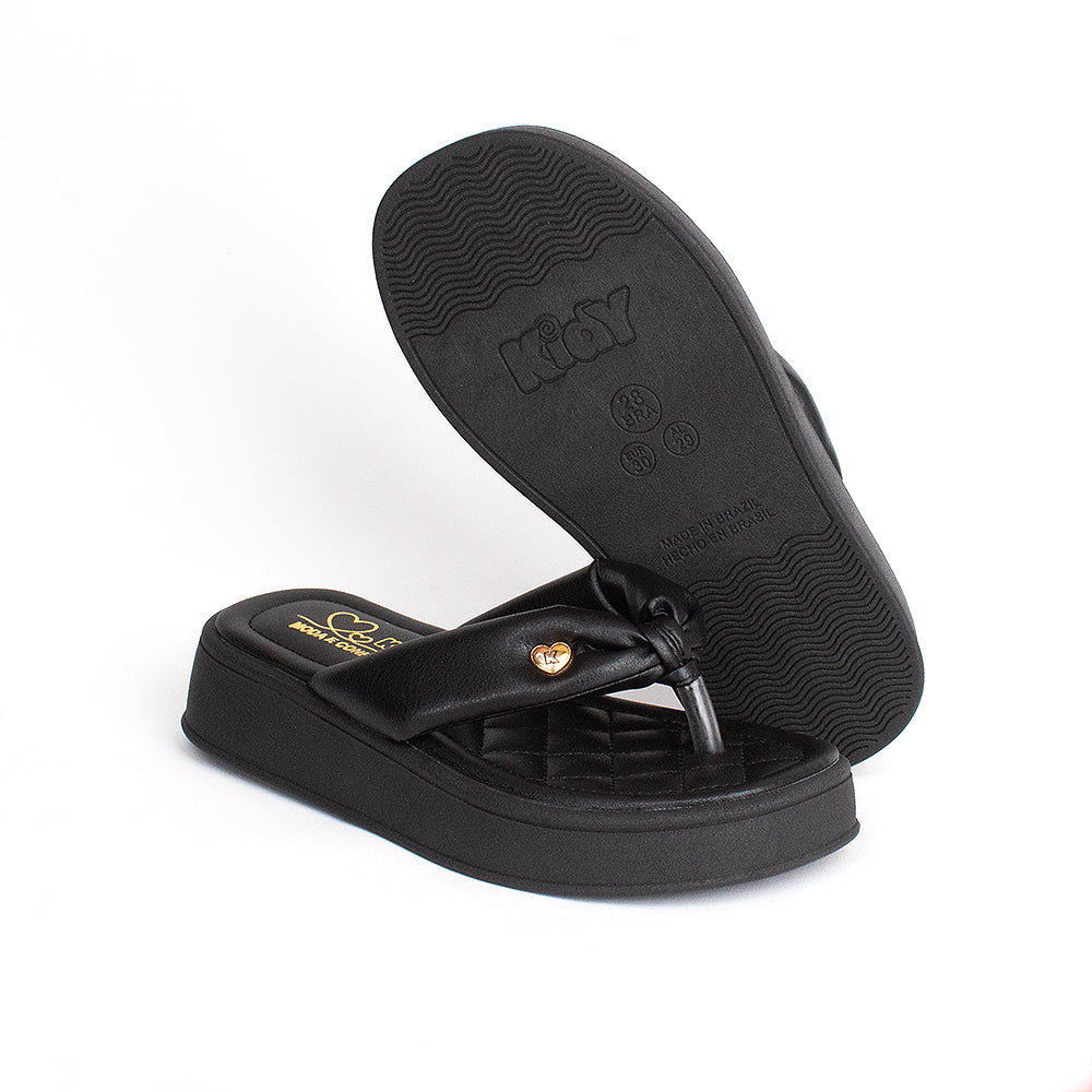 Chinelo Flatform Infantil Menina Kidy Nuvem Preto