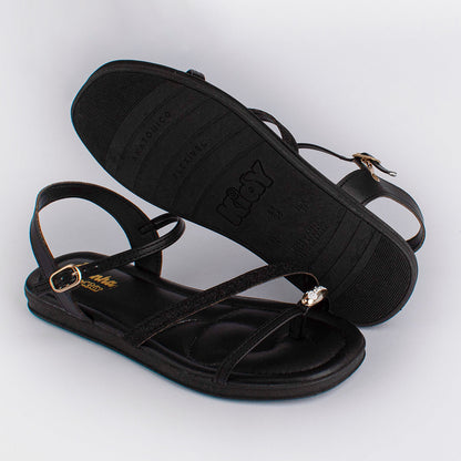 Rasteira Menina Kidy Flat Preto