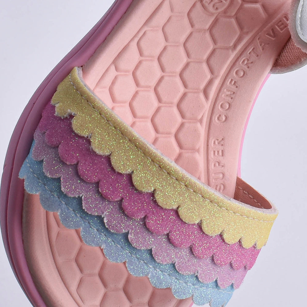 Sandália Menina Infantil Kidy Toys Baby Prata Colorido