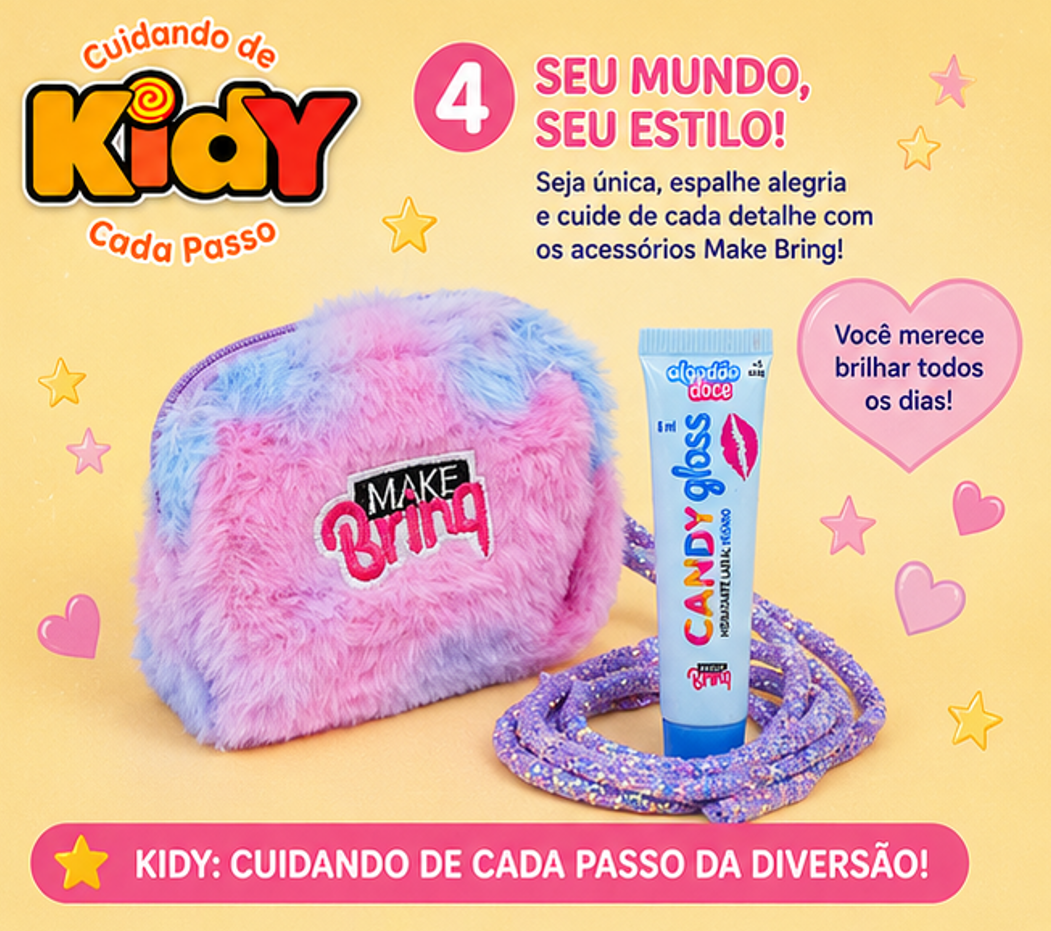 Bolsa Plush com Gloss Labial - Kidy Calçados - 