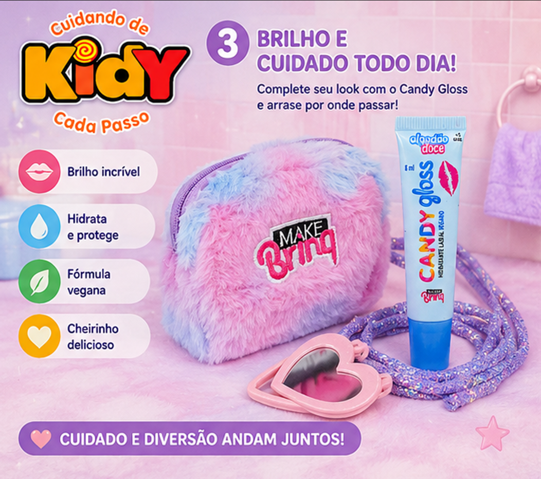 Bolsa Plush com Gloss Labial - Kidy Calçados - 