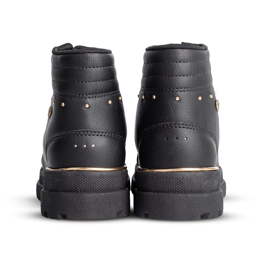 Bota Coturno Infantil Menina Kidy Style Preto Delicada Zíper Frontal - Kidy Calçados - 