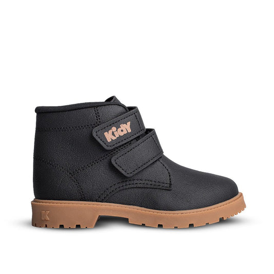 Bota Coturno Infantil Menino Kidy Max Preto Solado Tratorado e Velcro - Kidy Calçados - 