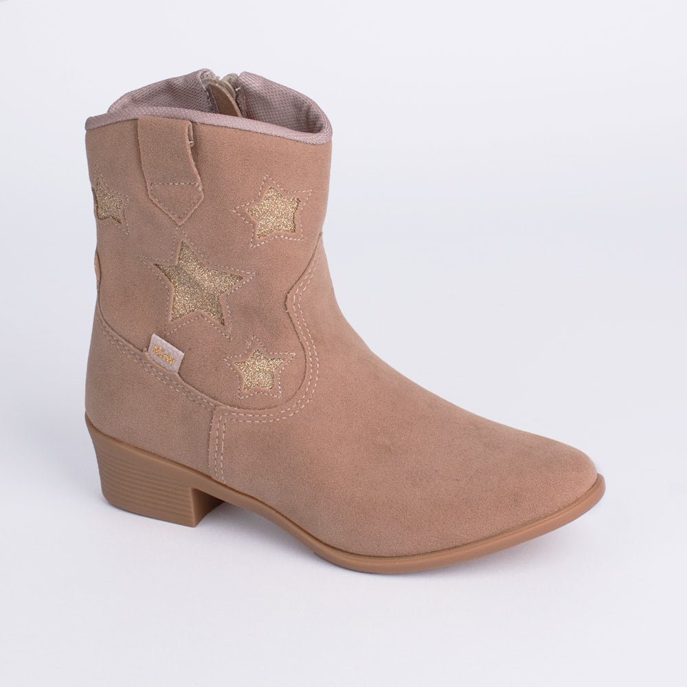 Bota Infantil Menina Kidy Estrelas Dourado Bege - Kidy Calçados - Botas, Coturnos e Galochas